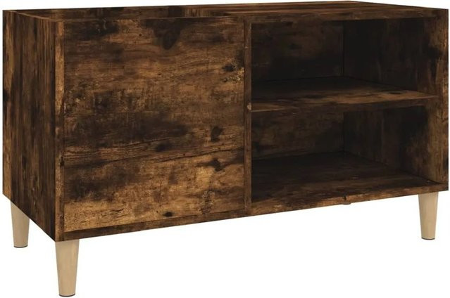 vidaXL Plattenschrank Räuchereiche in Braun aus Holzwerkstoff und Eukalyptus Massivholz, B/T/H: 84,5 x 38 x 48 cm - Bild 1