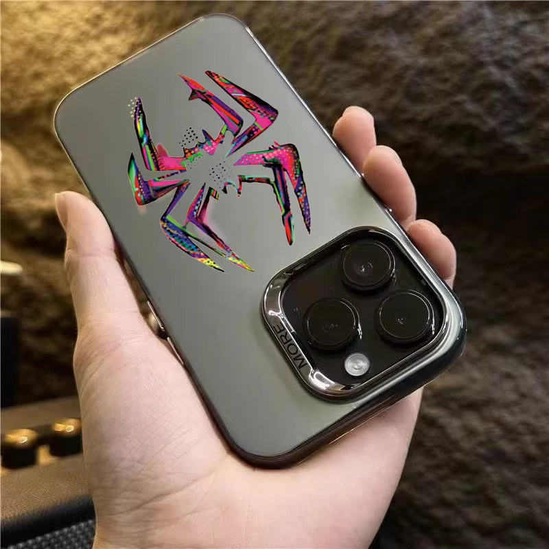 Stoßfeste Handyhülle mit buntem Spinnen-Design in matter Rüstung für iPhone Modelle - Bild 2