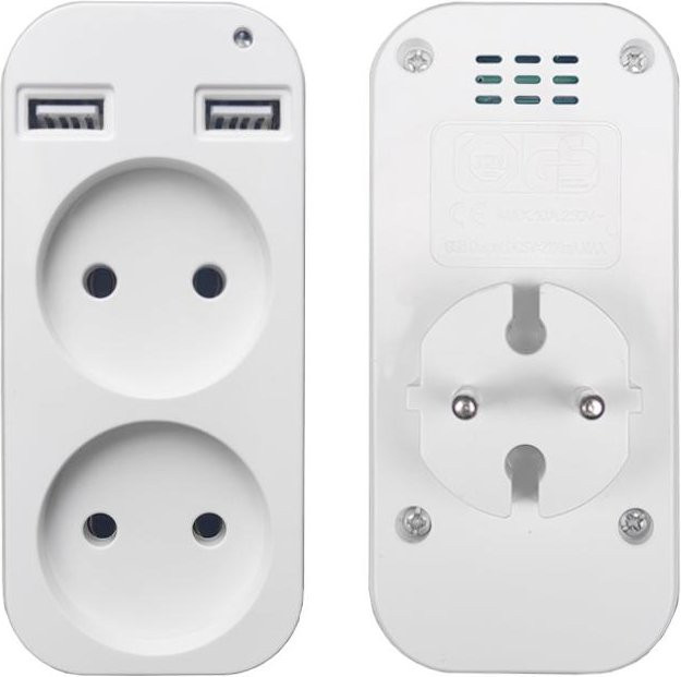 Multifunktionale Universal-Konvertersteckdose mit Dual-USB-Anschlüssen für Europa in Weiß - Bild 1
