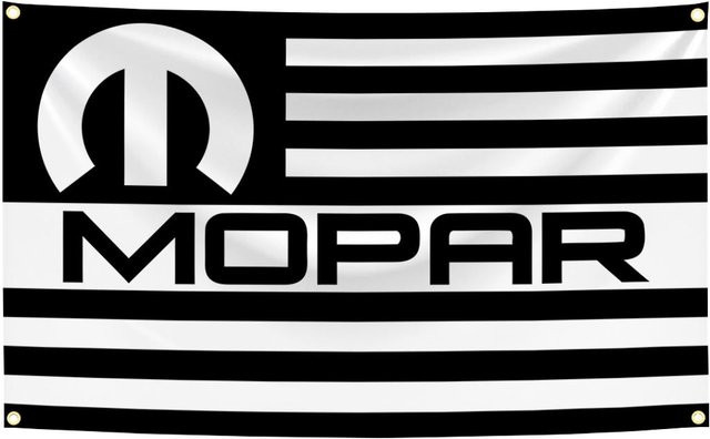 M-Mopars Rennwagen Flagge Wandteppich von JMG Household Supplies, Polyester Digitaldruck Banner für Garagenwandkunst und Außen Dekoration, Schwarz, Breite: 90 cm, Höhe: 150 cm - Bild 1