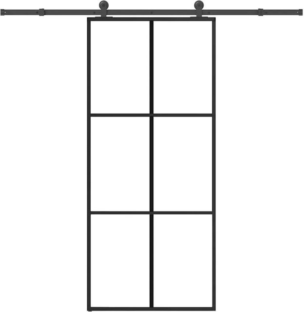 vidaXL Schiebetür aus ESG-Glas und Aluminium in Schwarz und Transparent, B/H: 90 x 205 cm - Bild 1