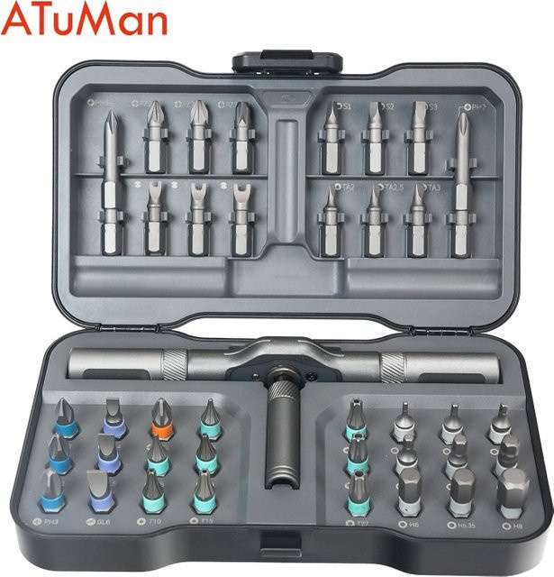 ATUMAN 38-in-1 Magnetisches Ratschenschraubendreher-Set aus S2-Legierungsstahl mit T-Griff für DIY-Anwendungen - Bild 1