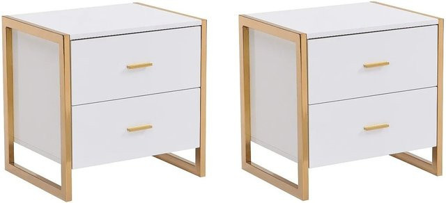 Nachttisch Ombrelia Vente-unique Weiß und Goldfarben Breite: 50 cm - Bild 1