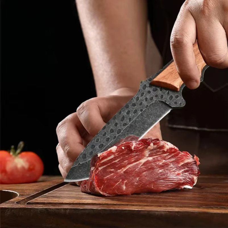 Handgeschmiedetes InLeung Küchen-Allzweckmesser mit Holzgriff und Scheide - Bild 2