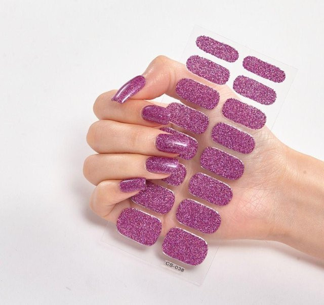Gel-Nagellackstreifen, rose rot, schimmernd, 8 Blatt - Bild 1