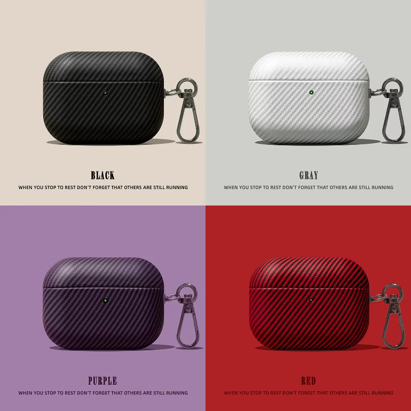 Luxuriöses Carbonfaser-Leder Kopfhörer-Etui für Apple AirPods Pro 2, 3, 4, 1 und 2 aus weichem Silikon als Schutzhülle - Bild 2