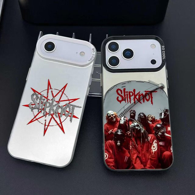 S-Slipknots Handyhülle mit Mode-Logo für iPhone 11 bis iPhone 17 Pro Max, Matte Laser Aurora, stoßfest, Schwarz/Mehrfarbig - Bild 1