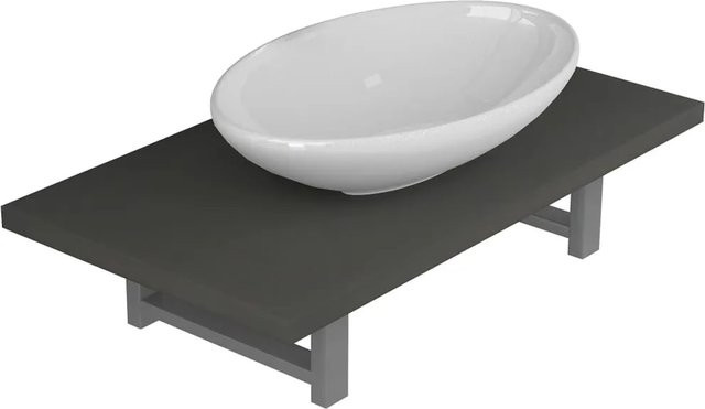 vidaXL 2-tlg. Badmöbel-Set Modell 4 in Grau und Weiß mit Keramik-Waschbecken und Wandregal - Bild 1