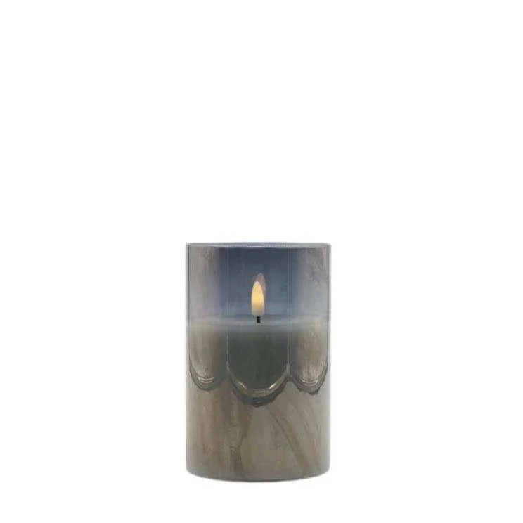 Mansion LED-Kerze in Grau mit Fernbedienung und Timer, modernes Design, B/T/H: 10 x 10 x 15 cm - Bild 1