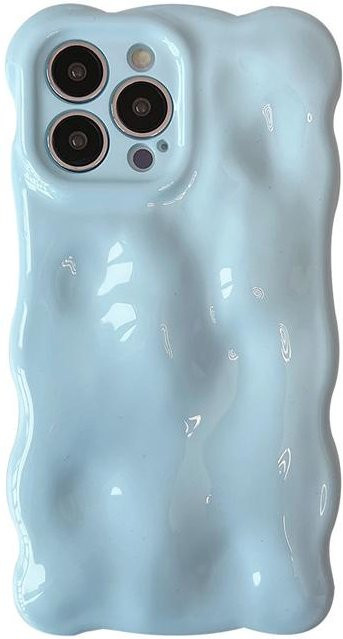 YULIN Handyhülle mit blauem Macaron Wellenblasen-Design für iPhone 11 bis iPhone 17 Pro Max, stoßfeste TPU-Rückseite, Farbe: Blau - Bild 1