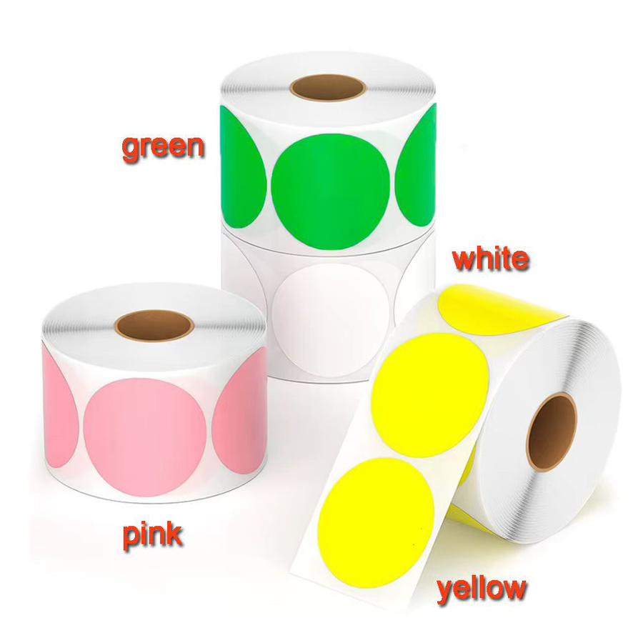Rolle runde Thermo-Etiketten selbstklebend in Weiß für DIY-Logo-Design und QR-Codes - Bild 3