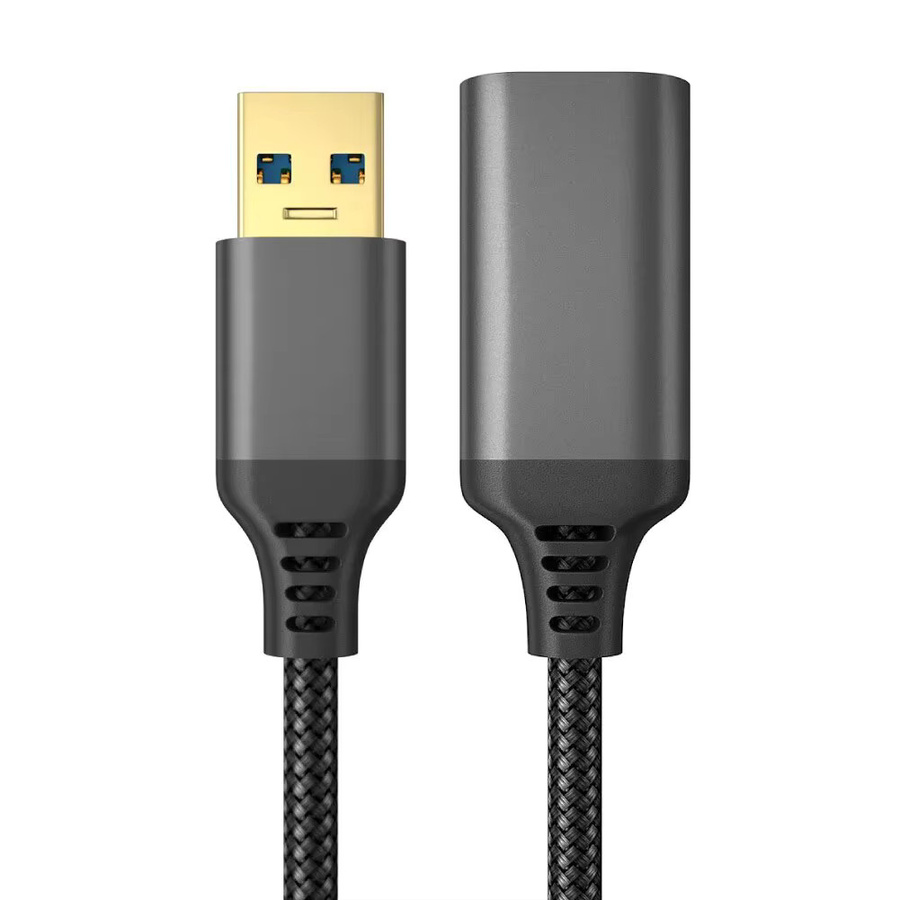 USB 3.0 Verlängerungskabel in Grau mit geflochtenem Nylon-Design, Stecker auf Buchse Datenkabel für PC, Laptop und Smart TV - Bild 4