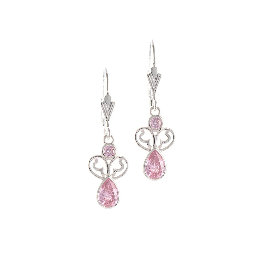 Ohrringe 925 Silber, Zirkonia, rosa, Damen - Bild 1