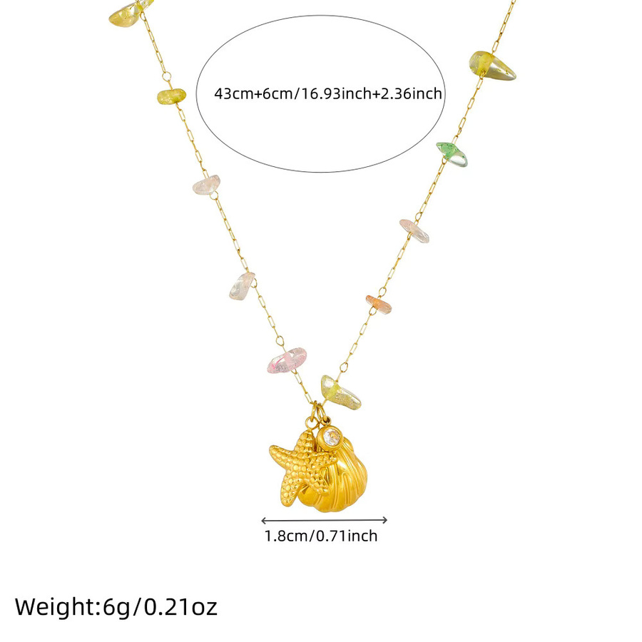 DIEYURO Halskette Edelstahl, Gold, Naturstein, Damen - Bild 2