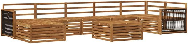 vidaXL Outdoor-Sofagarnitur aus Akazienholz in Braun, 8-teiliges Set in U-Form mit Tisch und Polstern - Bild 1