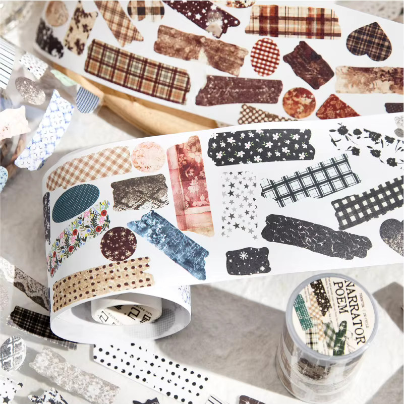 Journal GO Etikettenband Vintage-Text-Aufkleber für Scrapbooking und DIY-Collagen, Mehrfarbig, B: 7,5 cm, L: 200 cm - Bild 2