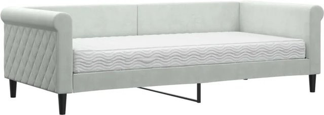 vidaXL Tagesbett mit Matratze in Grau aus Samt und Schaumstoff mit Armlehnen B/T/H: 90 x 200 cm - Bild 1
