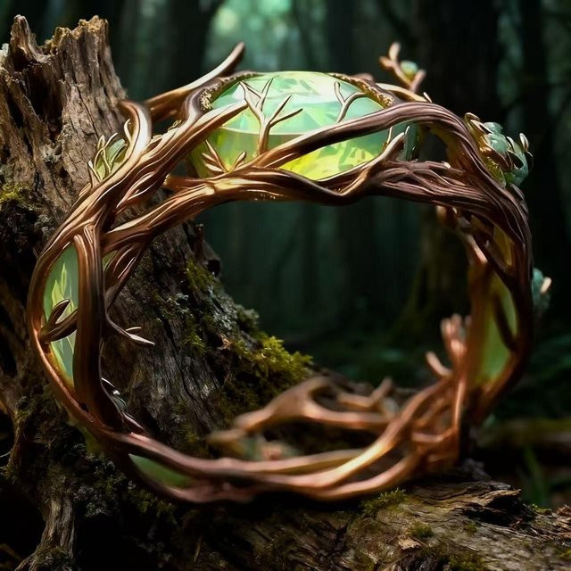 Starry Goods Ring, Jade, Malachit, Roségold, Damen, Ringgröße 10 - Bild 1