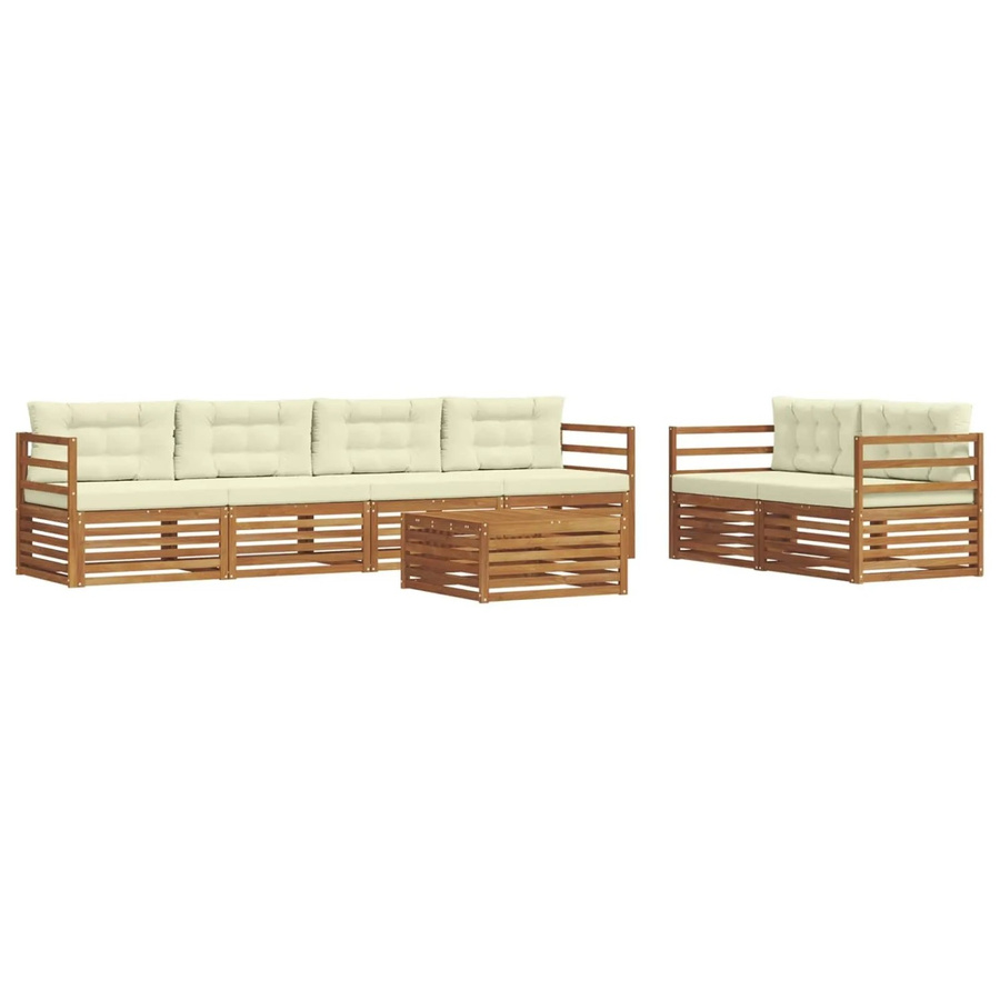 vidaXL Outdoor-Sofagarnitur 7-teilig aus Akazienholz mit Kissen in Natur und Creme - Bild 2