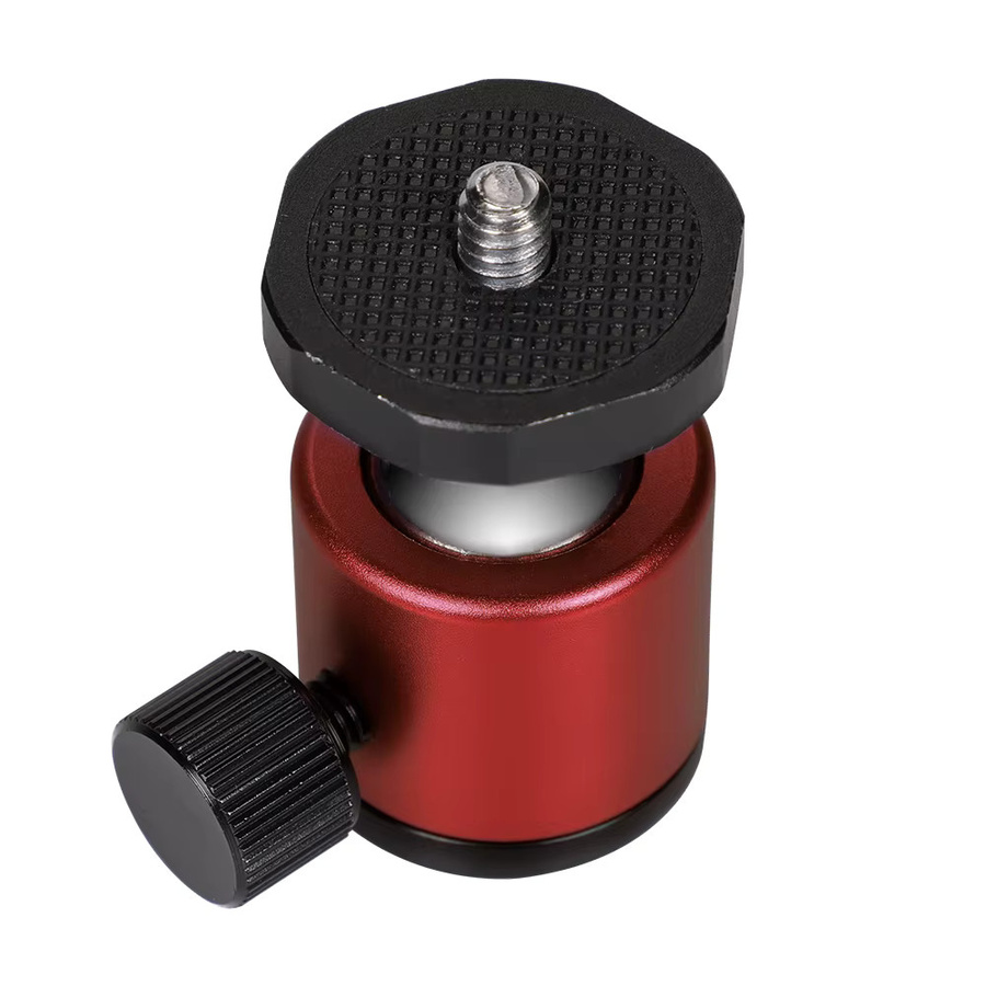 Mini Stativ-Kugelkopf aus Aluminiumlegierung mit 360-Grad-Rotation und 1/4 Zoll Schraube in Rot für DSLR-Kameras - Bild 2