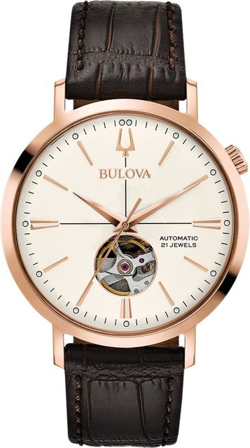 Bulova Armbanduhr Automatik, Edelstahl, Leder, Silber, 41 mm, Herren - Bild 1