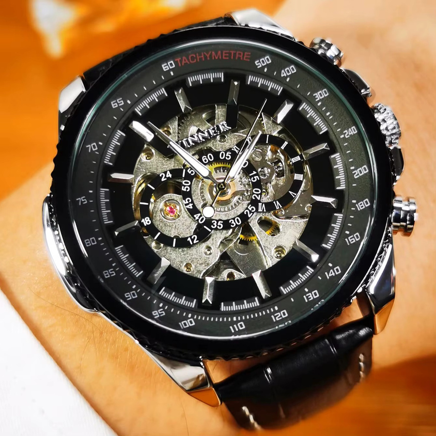 GEWINNER Armbanduhr Automatik, Leder, Schwarz, Herren - Bild 3