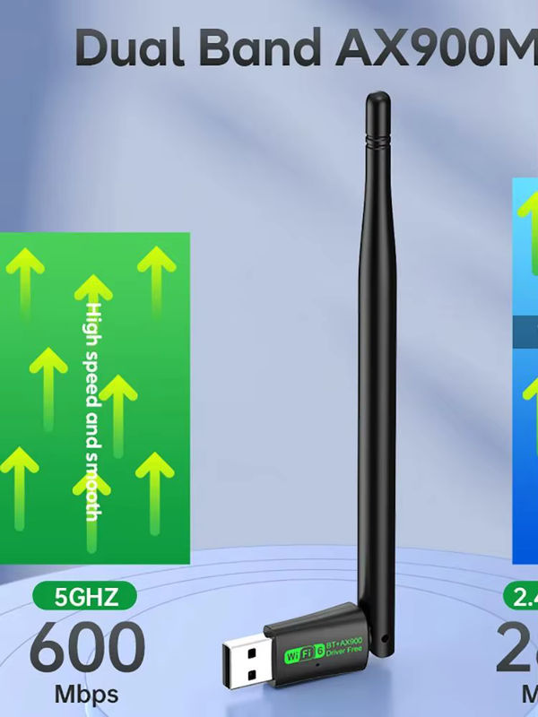 AX900 2in1 USB WiFi6 und Bluetooth 5.4 Adapter von kebidumei, Dual Band 2,4 GHz & 5 GHz Netzwerk Empfänger in Schwarz für PC Windows 10 11 - Bild 7