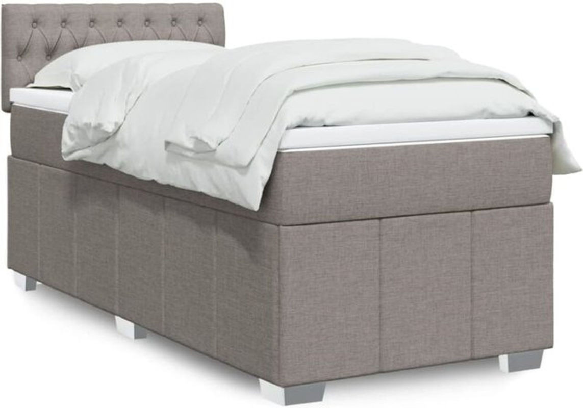 vidaxl Boxspringbett mit Matratze in Taupe meliert aus Stoff, B/T/H: 200 x 80 x 100,5 cm - Bild 1