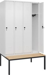 C+P Spind Classic PLUS Garderobenschrank mit Sitzbank, 4 Abteile, Farbe Anthrazit/Grau, B/T/H: 212 x 120 x 81,5 cm - Bild 1