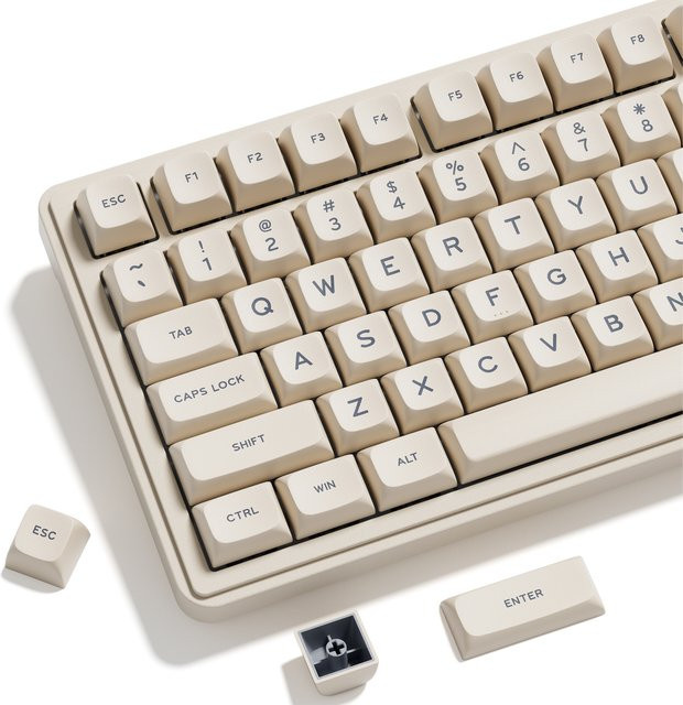 XVX Double-Shot PBT Tastenkappen Set MDA-Profil Milchweiß 132-Tasten für mechanische Tastaturen - Bild 1