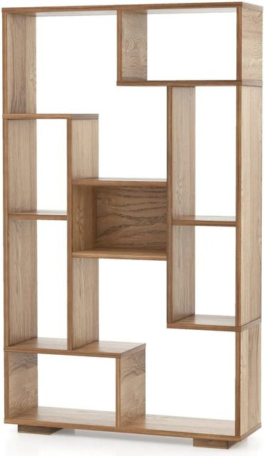 Costway Bücherregal mit 9 Fächern in Braun, modernes Standregal aus Holz für Wohnzimmer, Schlafzimmer oder Home Office, B/T/H: 120 x 20 x 70 cm - Bild 1