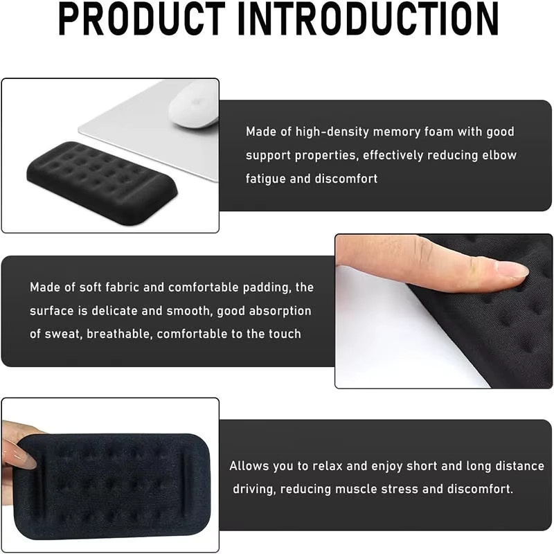 Ergonomisches Handgelenk-Auflagepad aus Memory Foam für Tastatur und Maus in Schwarz oder Weiß - Bild 4
