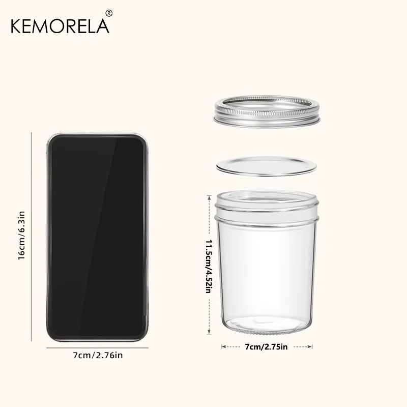 KEMORELA 4er Set Einmachgläser aus Glas mit Deckel und Dichtung, transparent, 350 ml - Bild 5