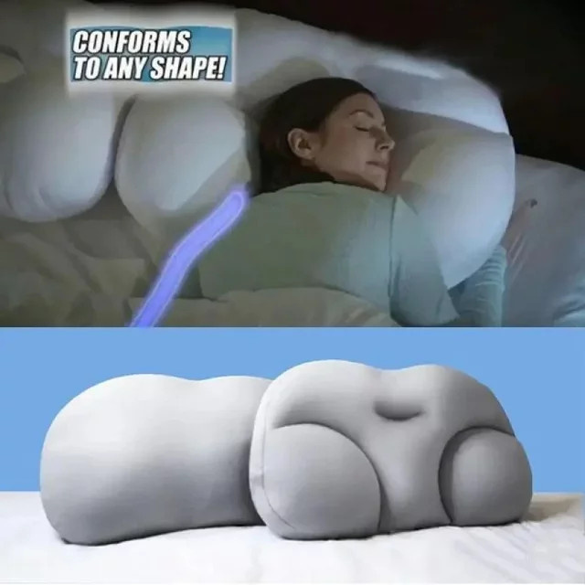 Ergonomisches STAWHO Wolkenkissen aus Memory-Schaum in eiförmiger Form, weiches 3D-Schlafkissen für Erwachsene in Grau und Weiß - Bild 1