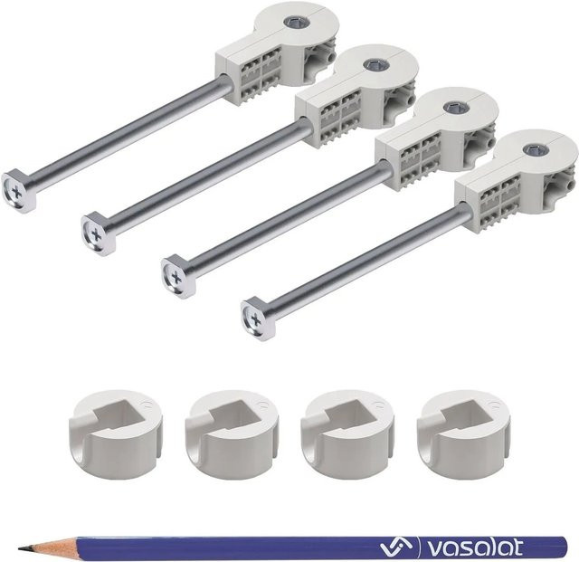 vasalat Set Arbeitsplattenverbinder M8 x 150 mm aus Stahl und Kunststoff in Silber und Grau - Bild 1