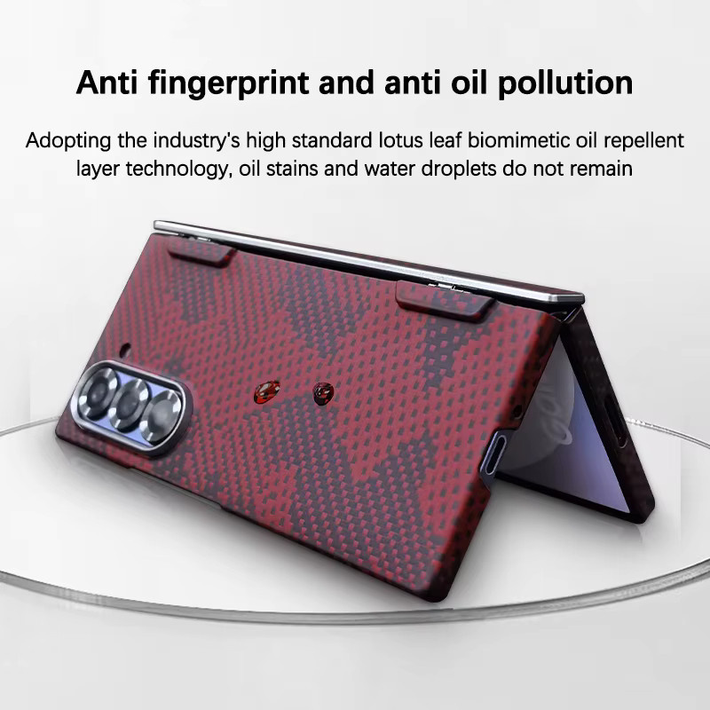 Original Aramid Carbon Fiber Magnetische Handyhülle für Samsung Galaxy Z Fold 7 5G in Rot mit stoßfestem Schutz und Klappscharnier-Abdeckung - Bild 6