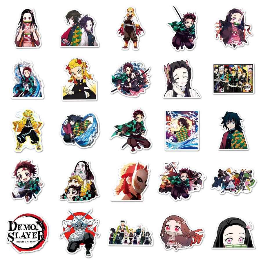 100 Stück Demon Slayer Anime Aufkleber Kimetsu No Yaiba Yuukaku-hen Graffiti Vinyl-Sticker von Bandai, Mehrfarbig - Bild 3
