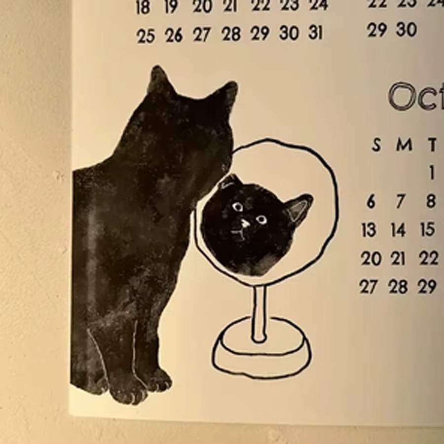 Katzen-Kalender 2026 Monatsplaner in Weiß mit englischem Text für Büro und Zuhause - Bild 3