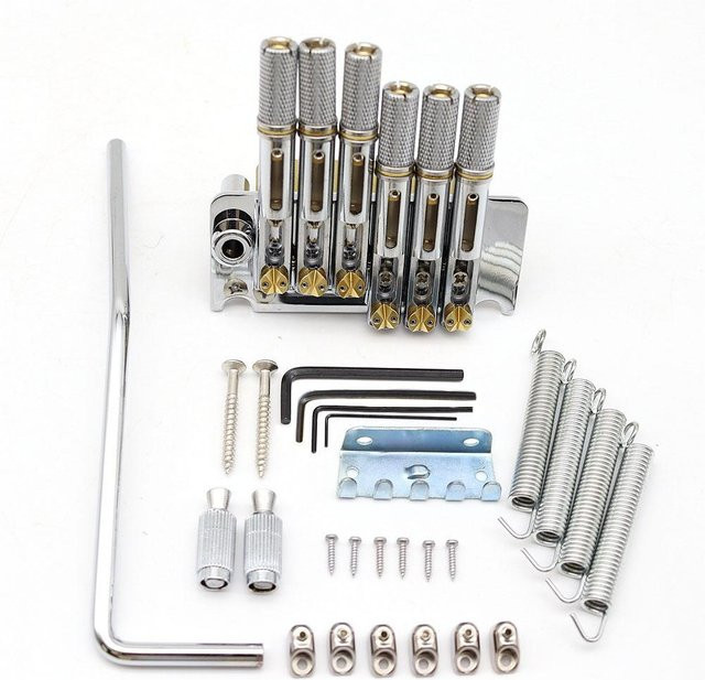 Binchi Headless Gitarrenbrücke mit Fanned Fret Saitenhalter und Tremolo für E-Gitarren, Silber - Bild 1