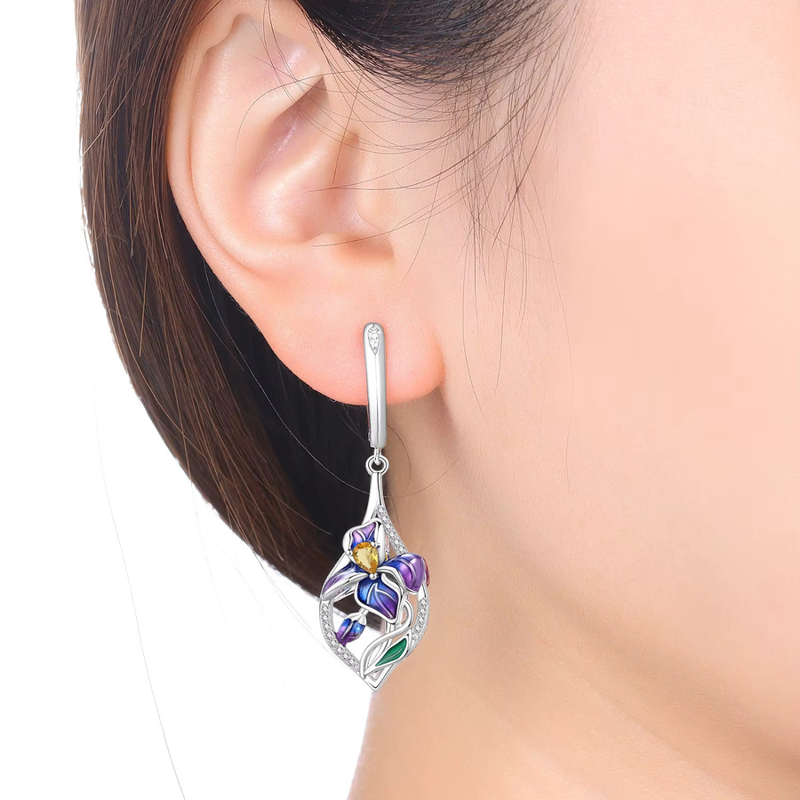 Orstarry Ohrringe, 925 Silber, Schmetterling, Blumen, Damen - Bild 2