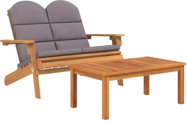 vidaXL 2-tlg Garten-Lounge-Set Adirondack Modell 1 aus Akazien-Massivholz in Grau - Bild 1