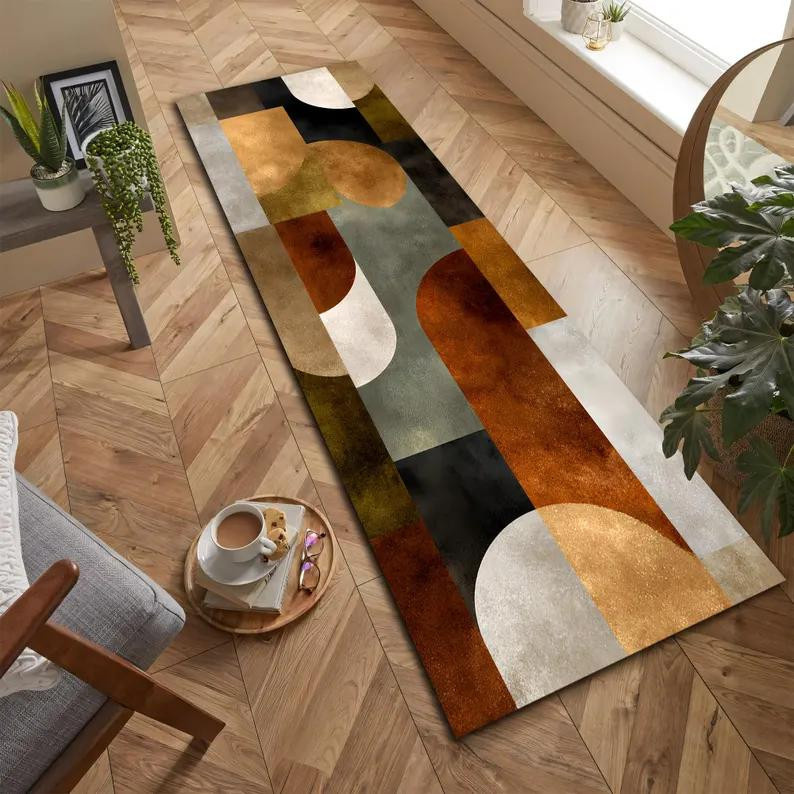Lodestar Mid Century Modern Läuferteppich Abstrakt Geometrisch, Waschbarer Küchenläufer aus Polyester, Mehrfarbig, B: 40 cm, L: 60 cm - Bild 2