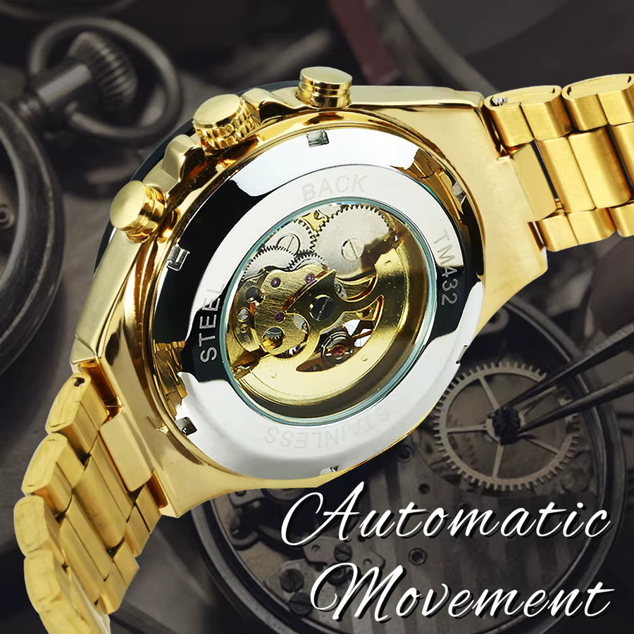 GEWINNER Automatik Armbanduhr, Gold, Edelstahl, Herren - Bild 5