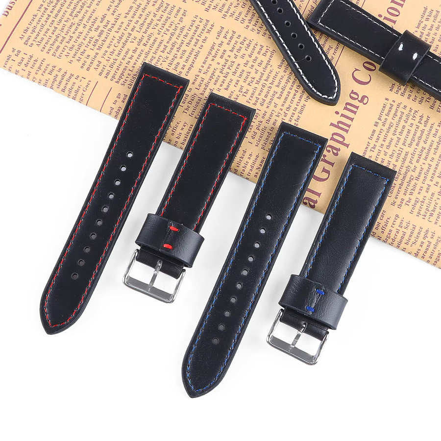 HQstrap Uhrenarmband Leder, Schwarz, Unisex - Bild 1