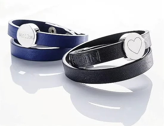 Danielle Schmuckwaren Armband, Leder, Edelstahl, Schwarz, Herren - Bild 1