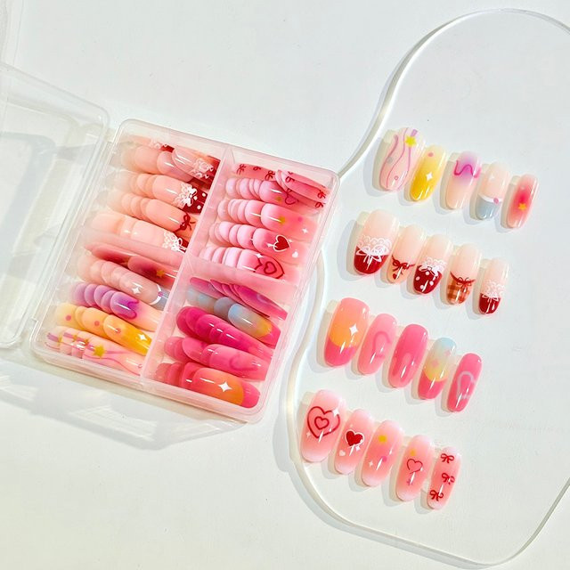 HotPress Press-On-Nägel, Pink Ombre Blush, 120 Stück, Glänzend - Bild 1