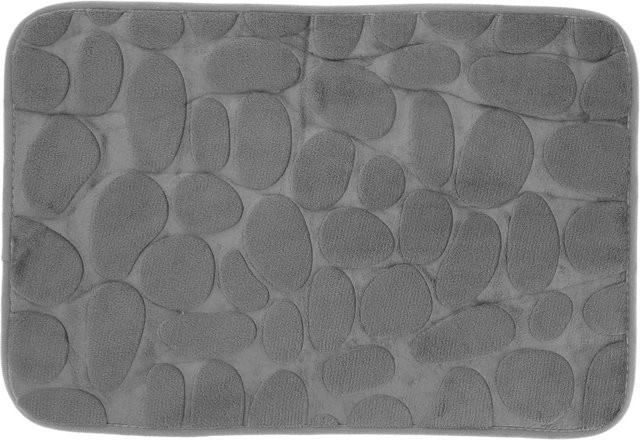 OutsideWorld Flanell Fußmatte in Kieselsteinform, grau, rutschfest und saugfähig, B/T: 59,5 x 40,3 cm - Bild 1