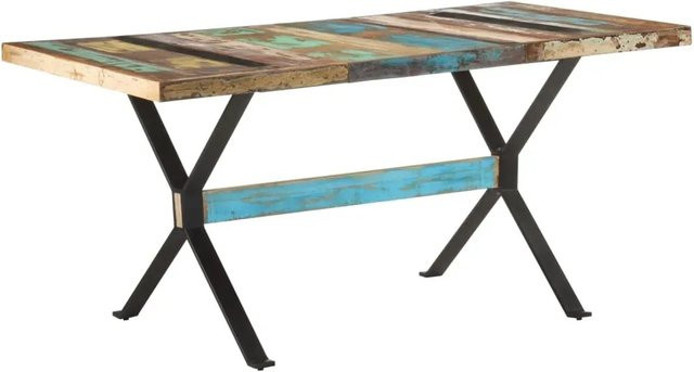 vidaXL Esstisch aus Massivholz in Industrial Design, B/T/H: 160 x 80 x 76 cm, Farbe: Braun/Schwarz - Bild 1