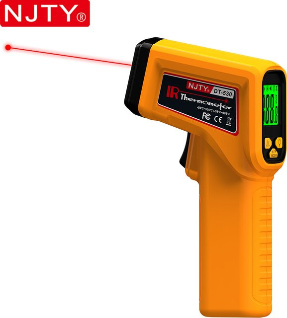 NJTY Infrarot-Thermometer DT-530 Laser-Temperaturpistole Gelb mit LCD-Display und Hintergrundbeleuchtung für industrielle und präzise Messungen von -50 bis 530 °C - Bild 1