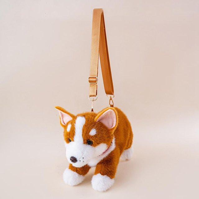 Yiran toy Kawaii Husky Hund Plüschtier, Braun Schwarz, 35cm - Bild 1